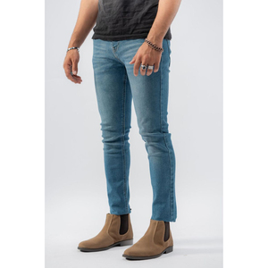 Nouvel Arrivage – Jean Homme Taille Haute Coupe Droite avec 5 Poches, Détails Effilochés, Extensible, Délavé, Fabrication OEM - Product Image 6