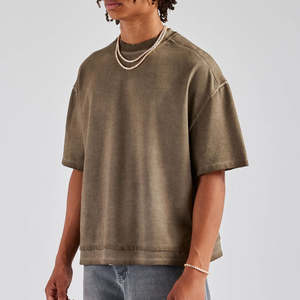 Heavyweight Cropped <b>Box</b> Fit t Shirt Tee <b>Box</b> Fit 100% Cotton <b>Drop</b> Shoulder Oversized Boxy T Shirts for Men - Product Image 1