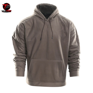 Unisex Winter Camouflage Hunting Hoodie Solid Dark Taupe Brown Cotton-Lined Heavyweight Pullover Adjustable Drawstring Hood - Product Image 1