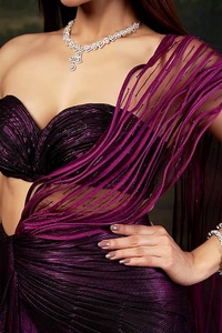 Vestido de Gala Moderno con Diseño PULSE, Cintura Baja, Bordado, Largo hasta el Suelo, Corte Entallado, Estilo Drapeado, para Fiestas y Bodas - Product Image 4