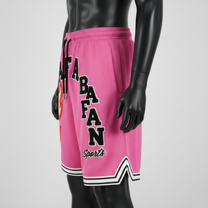 Shorts de basket-ball pour hommes, tissu en maille polyester de qualité, empiècements contrastés avec logo personnalisé appliqué, shorts de sport pour hommes. - Product Image 3