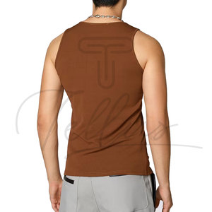 Men's Custom Breathable Knitted Solid Spandex/Polyester Digital Printed Casual Tank <b>Tops</b> Crew Neck Loose Fit Yoga Gym Wear - Product Image 4