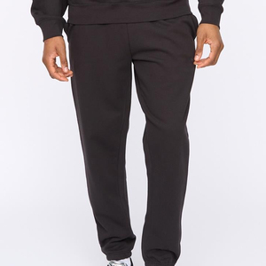 Pantalon de survêtement en coton noir pour homme, taille élastique, décontracté, avec poches latérales, tissu tricoté de poids moyen - Product Image 6