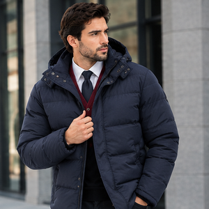 <b>Men's</b> Navy Blue Hooded Windbreaker <b>Jacket</b> Breathable Quick Dry Windproof Zipper Closure <b>Smart</b> <b>Casual</b> Winter Wear Thin Polyester - Product Image 3