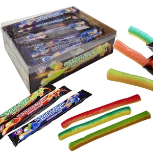 Bonbons gélifiés acidulés halal bicolores de haute qualité en gros, barres gélifiées sandwich en boîte - Product Image 1