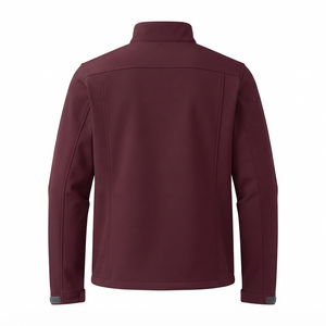 Men's Burgundy Jacket Full Zip Stand Collar Windproof Casual Outerwear Regular Fit Polyester <b>Shell</b> Autumn Wear - Product Image 2