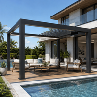 Pergola motorisée rétractable en aluminium avec toit à lames orientables, imperméable, pour jardin et terrasse