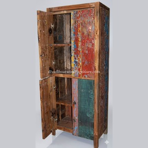 Handcrafted Recycled Boat Wood <b>Wardrobe</b> Interior <b>Racks</b> Unique Vintage Coastal Style Tall Solid Wood 4 ft Multifunction Storage - Product Image 2