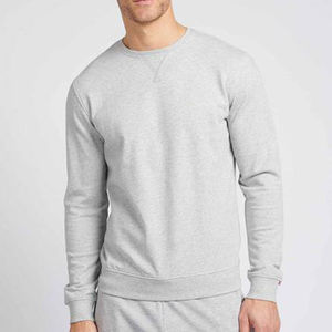 Sweat-shirt col rond noir pour homme en polyester/coton, coupe classique, teinture unie, design premium, respirant, idéal pour l'hiver – Vente en gros - Product Image 1