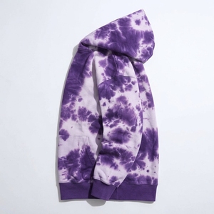 Sweat-shirt à capuche pour homme, violet tie-dye, décontracté, tricoté, avec poche, automne - Product Image 3