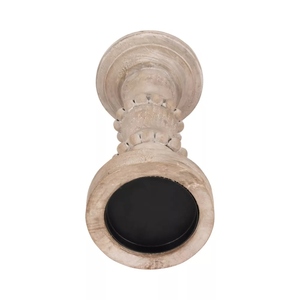 Contemporary design <b>White</b> wash pillar candle holder rustic wooden candle stand farmhouse candle holder offer customizations - Product Image 2
