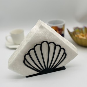 Modern Metal Napkin Holder Shell Design Free Standing <b>Table</b> Decorative Stand - Product Image 2