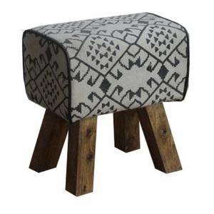 Modern Cotton Upholstered <b>Stool</b> with Wooden Legs Rustic Living Room Furniture Home Decor Ottoman Seat - Product Image 2