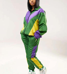 Custom Nylon Women Windbreaker Tracksuit Women Sportswear Breathable <b>Water</b> Resistant <b>Color</b> Block Nylon Tracksuit OEM - Product Image 5
