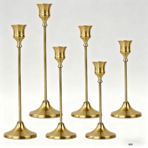 Luxury Gold Metal Wall Candle <b>Sconce</b> Set Geometric Linked Design Strong Finish Soft Warm Glow Ideal for Elegant Modern Decor - Product Image 2