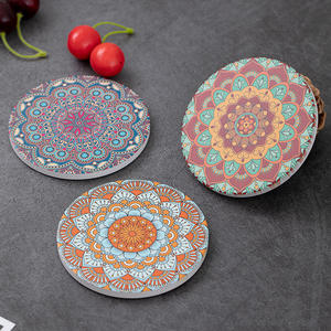 Hot Sale Round Marble Coasters with Non Slip Base Luxury Heat Resistant Stone Coasters for Coffee <b>Table</b> Available At Best Price - Product Image 6