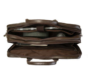 Dark Brown Laptop Leather <b>Bag</b> with Buckle Closure Durable Business Office Carry <b>Bag</b> Wholesale Supplier - Product Image 6