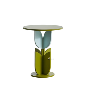 Modern Flower Design Kids <b>Table</b> Lacquer Mdf Green Flower <b>Shaped</b> <b>Table</b> Safety Feature for Babies and Kids - Product Image 2