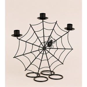 Halloween Decor Spider Web Black Metal <b>Candelabra</b> Iron Tealight Candle Holder for Home Spooky Party Table Centerpiece - Product Image 5