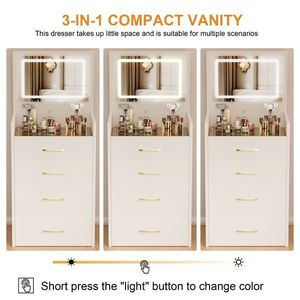 Set da Trucco Compatto 3-in-1 con Specchio Illuminato, 3 Cassetti e Piano in Vetro Visibile, Piccola Scrivania per Make-Up - Product Image 4