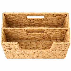 Cesta Organizadora de Revistas y Archivos Rectangular Personalizable y Ecológica de Jacinto de Agua con 2 Compartimentos y Asa de Transporte al por Mayor - Product Image 3