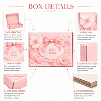Individuelle Rosa Geschenkbox mit Bedruckter Blumen-Schleife Gold Herz Papierbox Kosmetik Parfüm Valentinstag Muttertag Braut OEM ODM