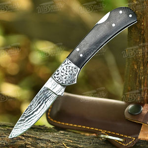 มีดพับใบมีดเหล็กดามัสกัสทำมือ พร้อมด้ามจับแบบกำหนดเอง OEM มีดพกพาสำหรับตั้งแคมป์ - Product Image 3