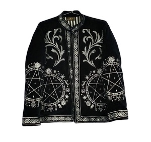 Embroidered Velvet Suzani Bomber <b>Jacket</b>-<b>Quilted</b> Windproof Reversible Breathable Eco-Friendly Wool Lining Winter/Spring - Product Image 4