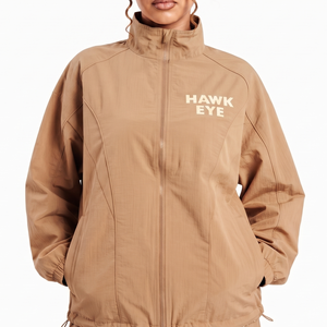 Chaqueta cortavientos de moda para mujer, conjunto deportivo con cuello alto, cremallera completa, hombros caídos, pantalón jogger ancho, transpirable, color liso - Product Image 3