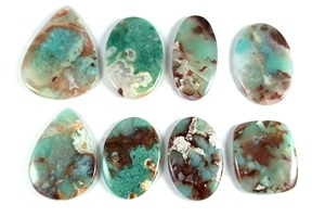 Lot de Cabochons en Pierre Naturelle Aquaprase, Pierres Semi-Précieuses en Vrac, Quartz de Haute Qualité, Dos Plat, Vert Bleuâtre, Vente en Gros - Product Image 4