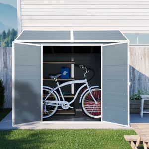 Abri de jardin extérieur en résine 8 x 6 pieds, étanche, avec plancher, deux fenêtres, porte verrouillable, abri à outils pour jardin et patio - Product Image 2