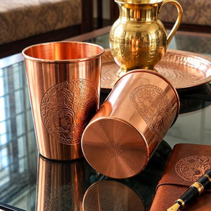 Verre à boire en cuivre de qualité supérieure, gobelet décoratif gravé en métal, 2 modèles, vente en gros - Product Image 3