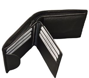 Manbang — portefeuille trois volets en cuir véritable pour hommes, porte-monnaie Rfid, personnalisé, Design court, mince - Product Image 4