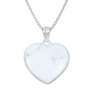 จี้รูปหัวใจทำมือประดับด้วยหินฮาวไลท์ ดีไซน์หรูหรา โรแมนติก คุณภาพพรีเมียม เหมาะเป็นของขวัญแต่งงานสำหรับทุกเพศทุกวัย พร้อมตะขอทอง - Product Image 2