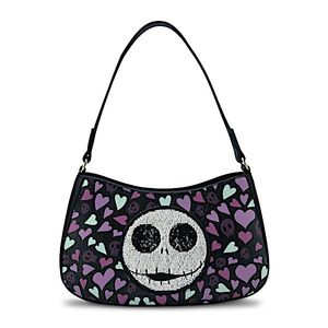 Trendy Seed Bead Handbag Women <b>Black</b> Embroidered Shoulder <b>Clutch</b> Customized Ghost Face Cartoon Evening Halloween <b>Wedding</b> Party - Product Image 1