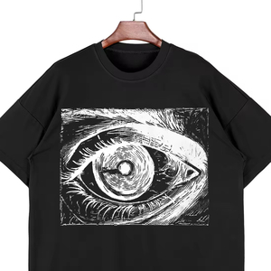 Men's Black <b>Bamboo</b> Fiber for T-Shirt Eye Print Design Short Sleeve O-Neck Casual Regular Fit Knitted Breathable <b>Screen</b> Printing - Product Image 2