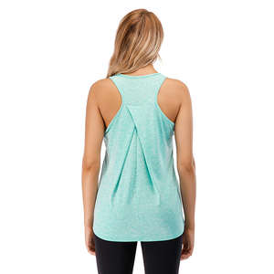Wholesale Womens Custom Short Button Gym Yoga Tank <b>Top</b> Athletic Activewear Sleeveless Workout Running <b>Vest</b> - Product Image 2