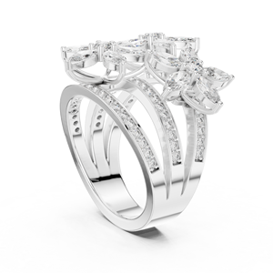 Nuevo Anillo de Compromiso, Aniversario o Boda para Mujer, Diseño Floral, Diamante Marquise de 5mm, Chapado en Oro sobre Plata de Ley - Product Image 2