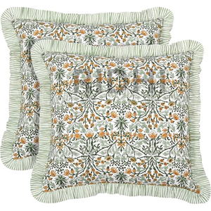 Offre Spéciale Ridhi verge d'or jaune volants volants oreillers et coussins Vintage moderne luxe vérifier jeter taie d'oreiller décor à la maison - Product Image 2