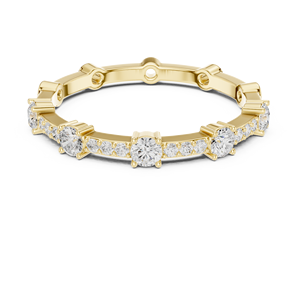 Anillo de Eternidad de Oro Amarillo con Diamantes Cultivados en Laboratorio para Mujer |   Anillo Apilable de Aniversario de Bodas con Corte Redondo y Puntas Compartidas, Regalo - Product Image 3
