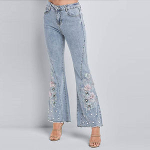 Nouveau Jean Femme Grande Taille Brodé de Fleurs, Respirant, Effet Délavé, Nouveau Style - Product Image 5