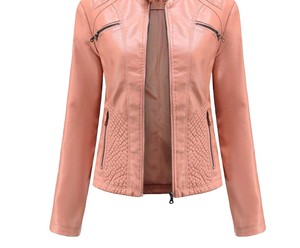 <b>Women</b> Genuine Leather Hooded Jacket Casual <b>Coat</b> Zip Front Adjustable Hood Slim Fit Long Sleeve Fashion Outerwear Soft Lining - Product Image 5