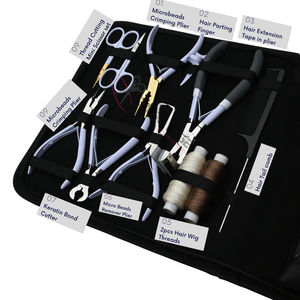 Professional Big Hair Extension Tools Kit with Tape In Plier Micro Bead Remover Crimping Plier Keratin Bond <b>Cutter</b> 4 Beads Box - Product Image 3