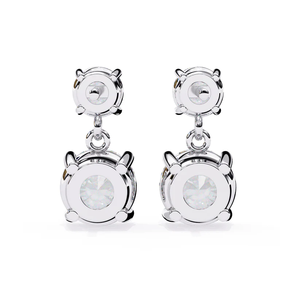 Boucles d'oreilles pendantes en moissanite 3,7 CTW, pierres rondes de 7,2 mm et 4,8 mm, en argent sterling, alternative brillante au diamant - Product Image 4