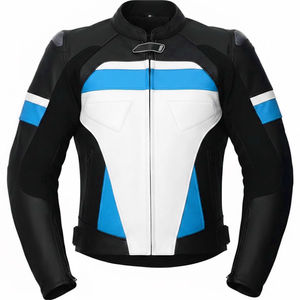Veste en cuir de moto unisexe de haute qualité, style streetwear, en peau de mouton, logo personnalisé, fermeture éclair, hiver, grande taille - Product Image 1