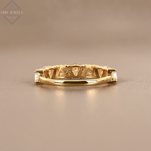 Anillo de eternidad de lujo con diamantes de corte mixto en oro amarillo, con baguette y redondos, para novia, boda, aniversario, proveedor de joyería para mujer - Product Image 4