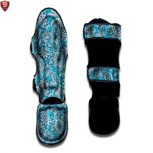 Protège-tibias de boxe pour entraînement de combat, protection de la cheville et du cou-de-pied, chauffe-jambes MMA Muay Thai, protège-tibias légers en PU - Product Image 3