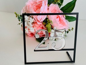 Metal Wedding <b>Table</b> Numbers, Square Freestanding Holders, Personalized Modern Signs for Reception Centerpieces - Product Image 5