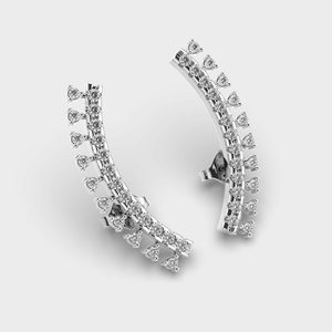 IGI Certified Lab Grown Round Diamond Ear Climber Earrings Solid 925 Sterling Silver Curved Diamond Crawler Earrings - Product Image 3