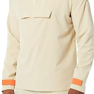 Blouson bomber beige à capuche pour homme, manches longues, fermeture éclair quart de tour, poche avant, séchage rapide, toile unie, couleur unie, automne, décontracté - Product Image 5